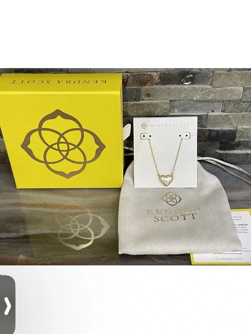 Kendra Scott Ivory Mother-of-Pearl Ari Heart Gold Pendant Necklace Short